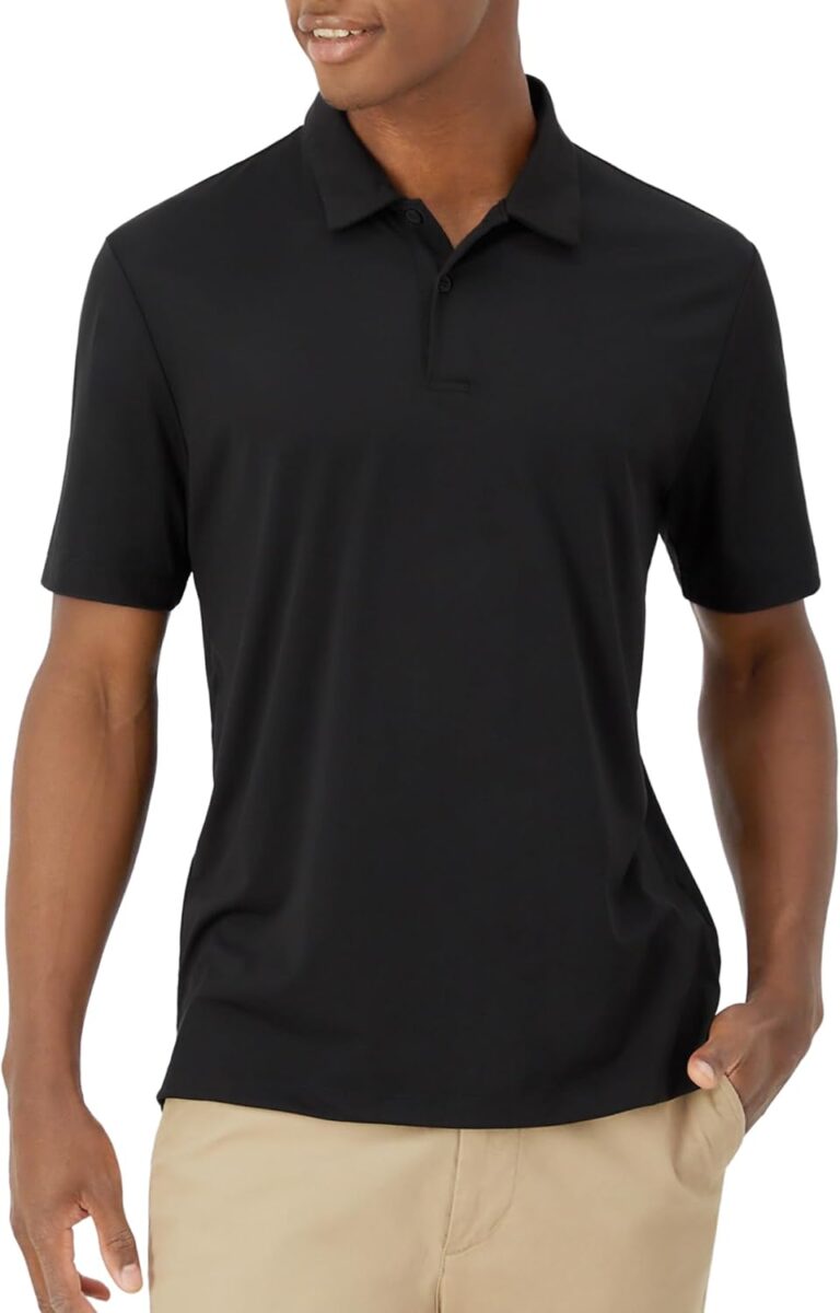 Hanes Mens Moves Performance Polo, Short Sleeve Polo Shirt for Men, Moisture-Wicking