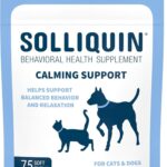 Nutramax Solliquin Calming Behavioral Health Supplement for Small to Medium Dogs and Cats - With L-Theanine, Magnolia / Phellodendron, and Whey Protein Concentrate, 75 Soft Chews