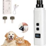 Cat Nail, Safe Cut Cat Nail Trimmer,Nail Trimme,Silent Groom Pro Pet Nail Grinder,Two Adjustable with 360 Grinding Settings,Ultra Quiet Under 40db  Powerful Enough for All Cats Dogs (White)