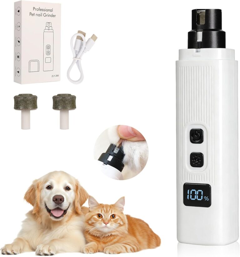 Cat Nail, Safe Cut Cat Nail Trimmer,Nail Trimme,Silent Groom Pro Pet Nail Grinder,Two Adjustable with 360 Grinding Settings,Ultra Quiet Under 40db  Powerful Enough for All Cats Dogs (White)
