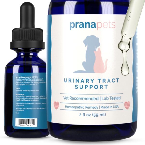PranaPets Urinary Tract Support Liquid Supplement for Pets | Dog & Cat Urinary Supplement | Natural Bladder Support for Dogs & Cats