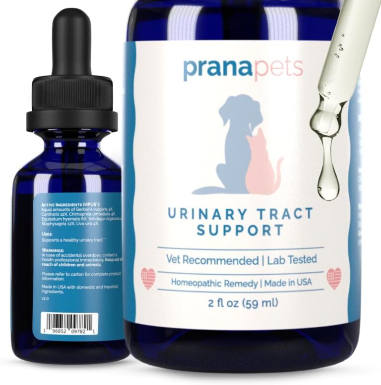 PranaPets Urinary Tract Support Liquid Supplement for Pets | Dog & Cat Urinary Supplement | Natural Bladder Support for Dogs & Cats