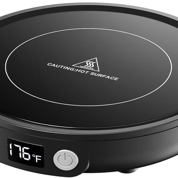 SWEETFULL Mug Warmer - Upgraded 36W Coffee Cup Warmer for Desk with 130-176 Digital Display, 2-12H Timer Auto Shut Off, Smart Electric Coffee Heating Plate, Ideal Gifts for Women Men - Black