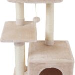 FISH&NAP Cute Cat Tree Kitten Cat Tower for Indoor Cat Condo Sisal Scratching Posts with Jump Platform Cat Furniture Activity Center Play House Beige