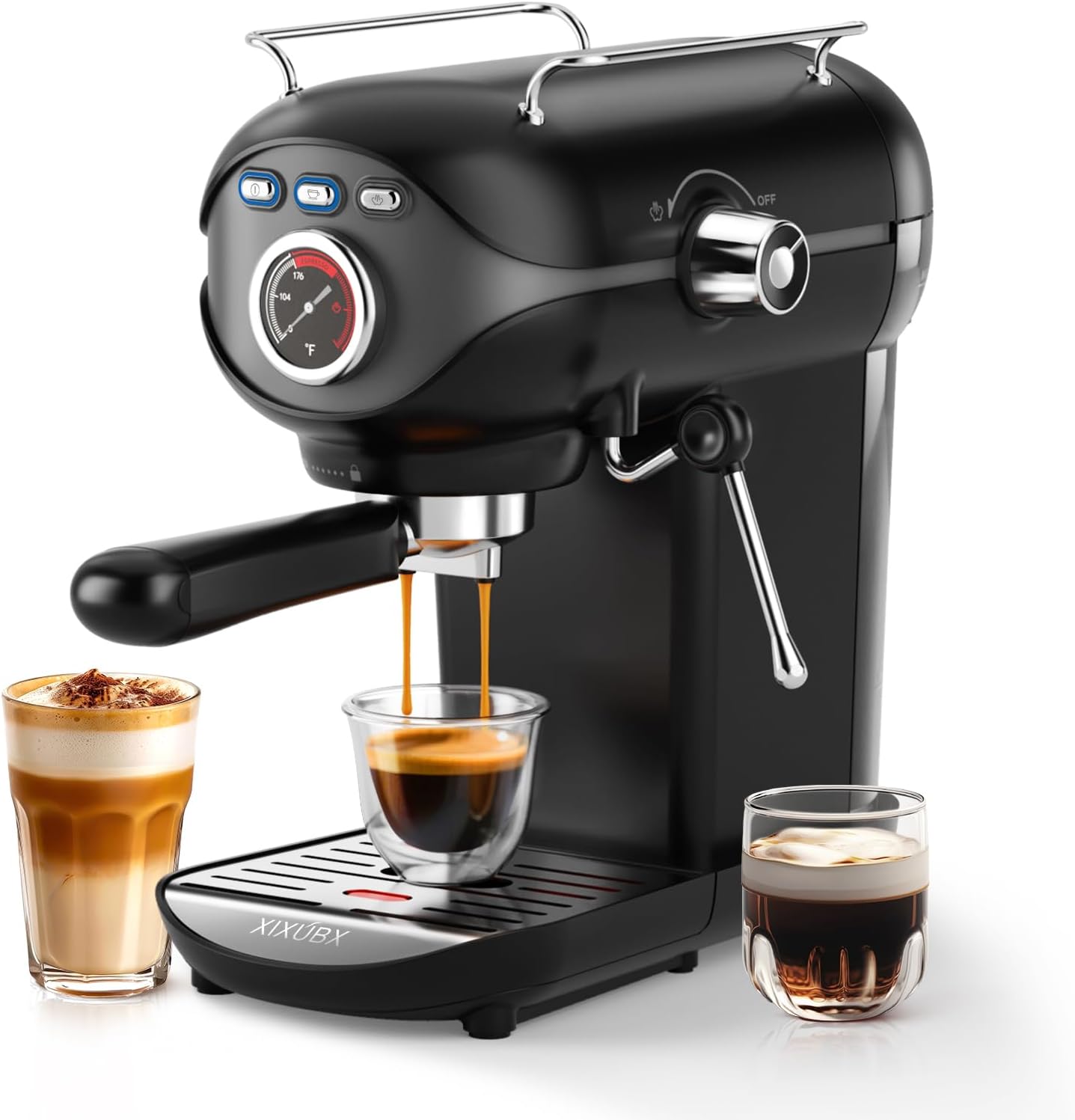 Espresso Machine, 20 BAR Pump Temperature Control, Compact Espresso Maker with Steam Milk Frother, Professional Coffee Makers for Home, Cappuccino, Latte, Gifts for Coffee Lover, Black Espresso Machine, 20 BAR Pump Temperature Control, Compact Espresso Maker with Steam Milk Frother, Professional Coffee Makers for Home, Cappuccino, Latte, Gifts for Coffee Lover, Black