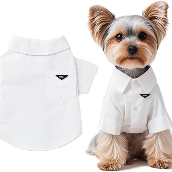 Luxury Pet Dress Shirt for Dogs & Cats  White Designer Button-Up Outfit, Formal Clothes for Wedding, Party, Photoshoot, Puppy & Kitten Fashion Apparel (Large 8.915.4 lbs)