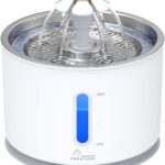 Wonder Creature Cat Water Fountain with Stainless Steel Lid, 2.4L/81oz Automatic Cat Fountain with LED Light and Water Level Window for Cats and Dogs