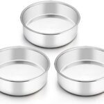 TeamFar 6 Inch Cake Pan, Round Smash Cake Pan Tier Baking Pans Set Stainless Steel, Fit in Pot Pressure Cooker Air Fryer, Healthy & Non-Toxic, Mirror Finish & Sturdy, Oven & Dishwasher Safe - Set of 3