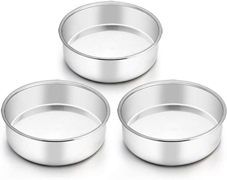 TeamFar 6 Inch Cake Pan, Round Smash Cake Pan Tier Baking Pans Set Stainless Steel, Fit in Pot Pressure Cooker Air Fryer, Healthy & Non-Toxic, Mirror Finish & Sturdy, Oven & Dishwasher Safe - Set of 3