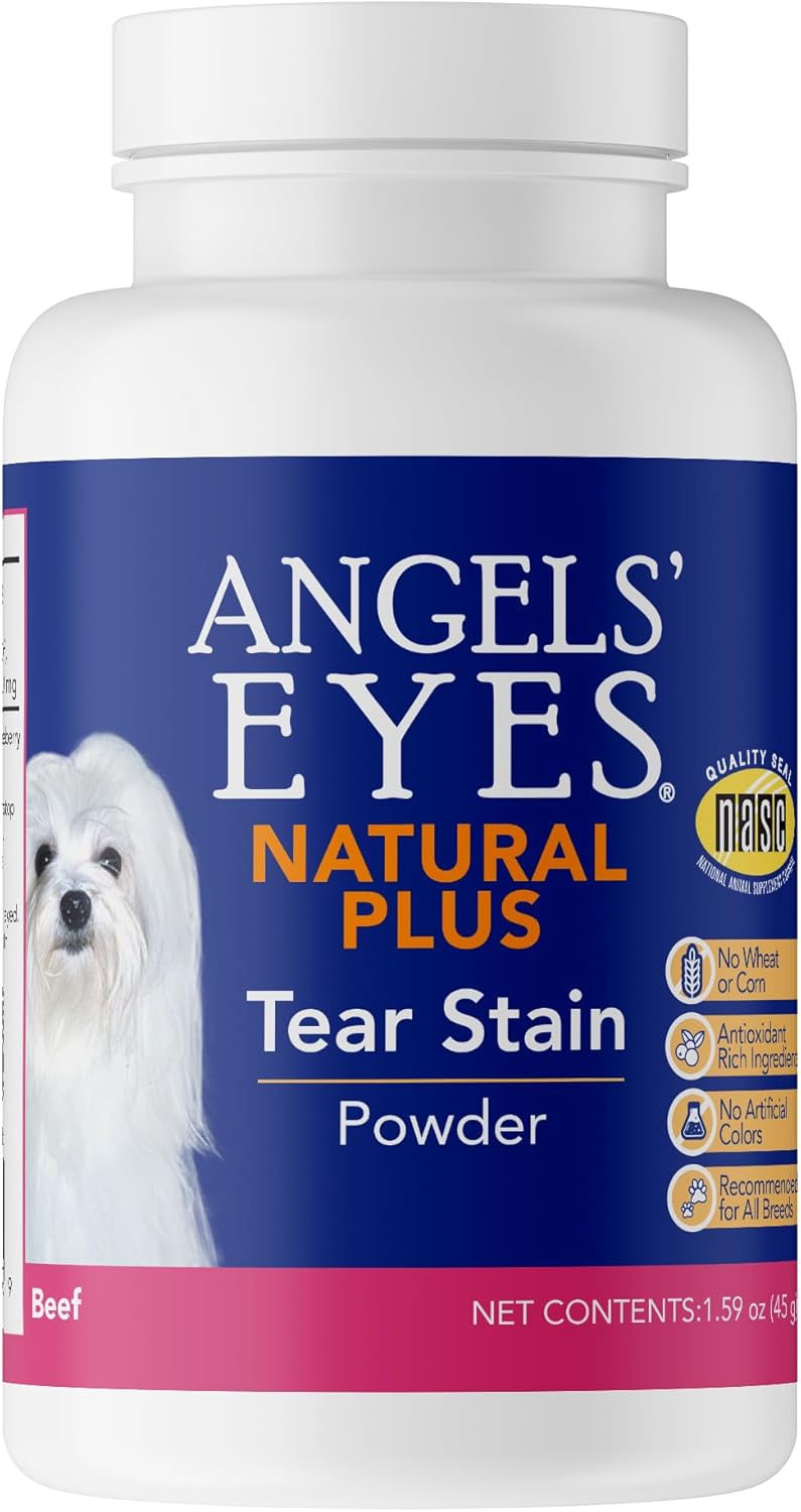 ANGELS' EYES NATURAL PLUS Tear Stain Prevention Beef Powder for Dogs | All Breeds | No Wheat No Corn | Daily Support for Eye Health | Proprietary Formula |Limited Ingredients | Net Content 45g ANGELS' EYES NATURAL PLUS Tear Stain Prevention Beef Powder for Dogs | All Breeds | No Wheat No Corn | Daily Support for Eye Health | Proprietary Formula |Limited Ingredients | Net Content 45g