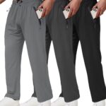 3 Pack Men's Athletic Pants with Zip Pockets, Lightweight Workout Sweat Pants Gifts for Men