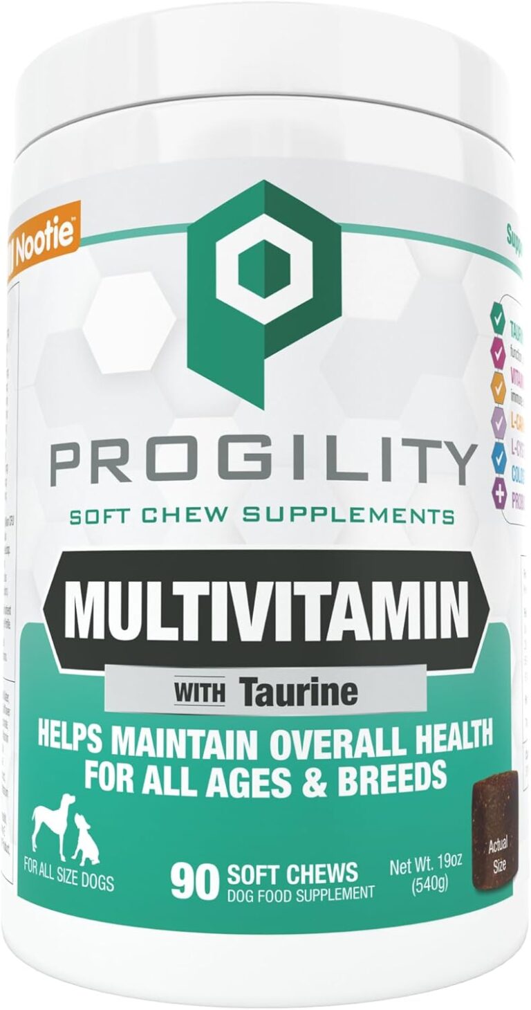 Progility Daily Multivitamin for Dogs  Helps Support Immune, Heart, Eye, Brain & Gut Health with Taurine, Soft Chews with Probiotics (90 Count)