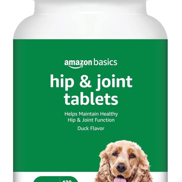 Amazon Basics Dog Hip & Joint Daily Chewable Tablets, with Glucosamine, MSM, and Chondroitin, Duck Flavored, 120 Count (Previously Solimo)