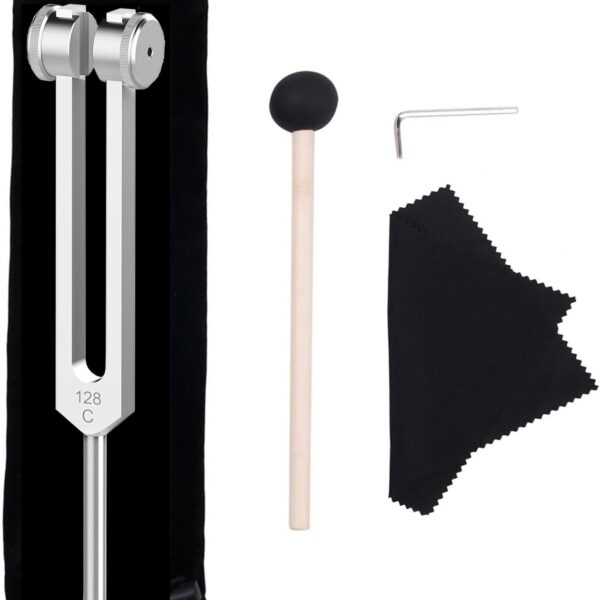 128 Hz Weighted Tuning Fork Medical-Grade Tuning Forks for Healing-Professional Tuning Fork C128 with Mallet Essential Yoga and Meditation Accessories & Sound Healing Instruments