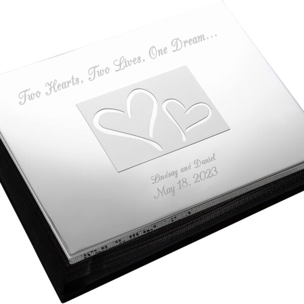 Personalization Universe Our Love Ever After Personalized Photo Album - Holds 80 4x6 Photos - Ideal Engagement & Wedding Gifts for Couples - Custom Engraved Silver-Plated Cover