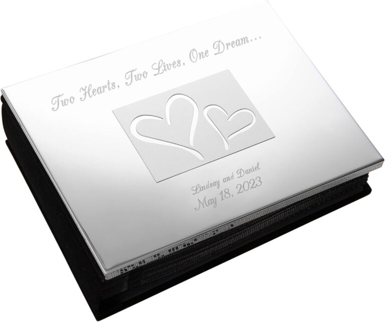 Personalization Universe Our Love Ever After Personalized Photo Album - Holds 80 4x6 Photos - Ideal Engagement & Wedding Gifts for Couples - Custom Engraved Silver-Plated Cover