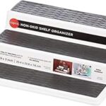 Copco 3-Tier Spice Rack Organizer for Cabinet or Pantry, 10-Inch Non-Skid Tiered Shelf, White/Gray Design Holds Spice Jars, Cans, and Bottles