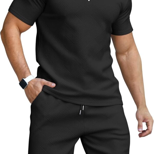 KUYIGO Men's Polo Shirt and Shorts Set Summer Outfits Fashion Casual Short Sleeve Suit for Men 2 Piece Tracksuit