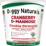 Cranberry D-Mannose for Dogs and Cats Urinary Tract Infection Support Prevents and Eliminates UTI, Bladder Infection Kidney Support 11.4 oz (Double Strength Soft Chew, 120 Soft Chew)