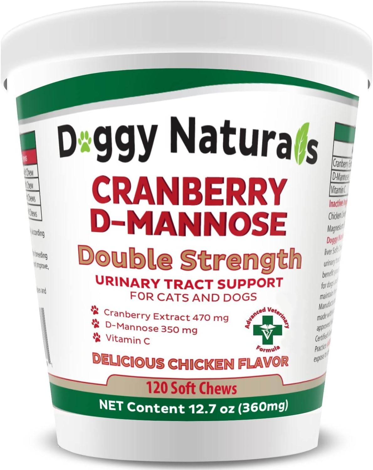 Cranberry D-Mannose for Dogs and Cats Urinary Tract Infection Support Prevents and Eliminates UTI, Bladder Infection Kidney Support 11.4 oz (Double Strength Soft Chew, 120 Soft Chew) Cranberry D-Mannose for Dogs and Cats Urinary Tract Infection Support Prevents and Eliminates UTI, Bladder Infection Kidney Support 11.4 oz (Double Strength Soft Chew, 120 Soft Chew)