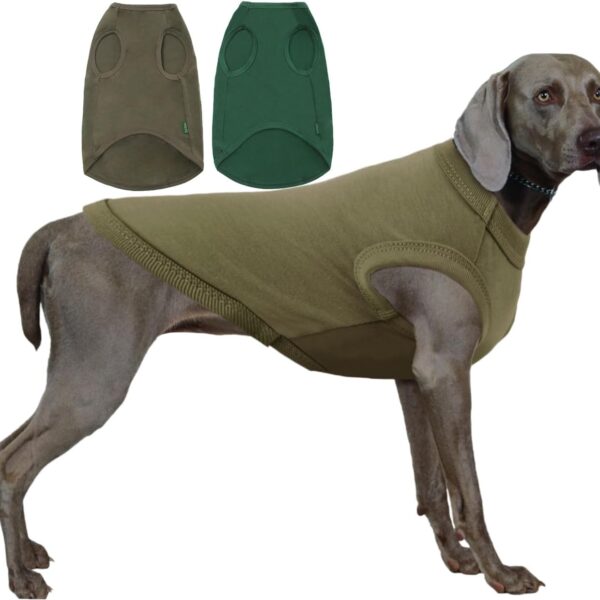 Dog Blank Cotton Shirts,Plain Dogs Large Clothes,Male Female Pet Costumes,Army & Deep Green XXL
