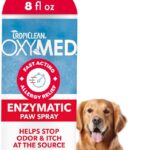 TropiClean OxyMed Itch Relief for Dogs Paws, Vet Recommended Enzymatic Anti Itch Spray, Deodorizing Spray for Paw Odor Control, Licking Treatment, USA Made, 8 oz.