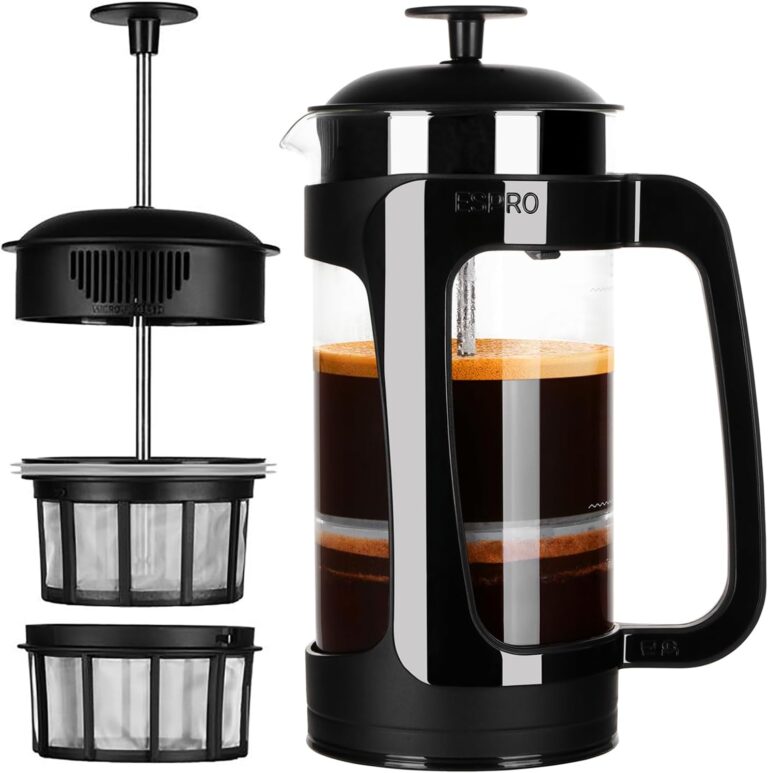 ESPRO P3 French Press Coffee Maker  Patented Double Micro-Filter for Grit-Free Brew, Heat Resistant thicker Borosilicate Glass Coffee Press - Perfect Valentine Gifts For Women  (32 oz)