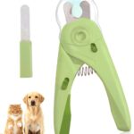 LED Dog Nail Clipper with Light, Illuminate Nails and Bloodline for Safe Trimming, with Nail File, Transparent Guard and Safety Lock, Suitable for Cats and Dogs-Green