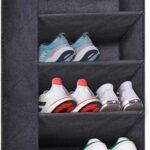 SLEEPING LAMB Over The Door Shoe Organizer for Closet with Large Deep Pockets, Narrow Shoe Rack for Door Hanging Boots Storage, Black