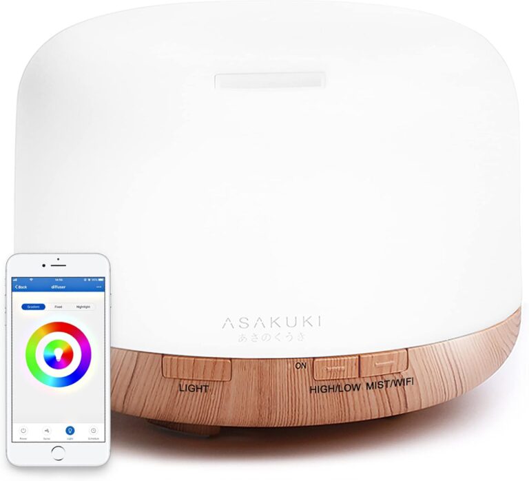 ASAKUKI Smart Wi-Fi Essential Oil Diffuser, App and Voice Control Compatible with Alexa, 500ml Aromatherapy Humidifier, Valentine's Gift for Relaxing Atmosphere in Home Office Bedroom (Light Brown)