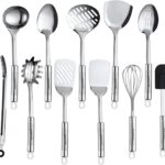 Cooking Utensil Set, 11 PCS Stainless Steel Kitchen Utensil Set, Nonstick Kitchen Gadgets Cookware Set with Spatula