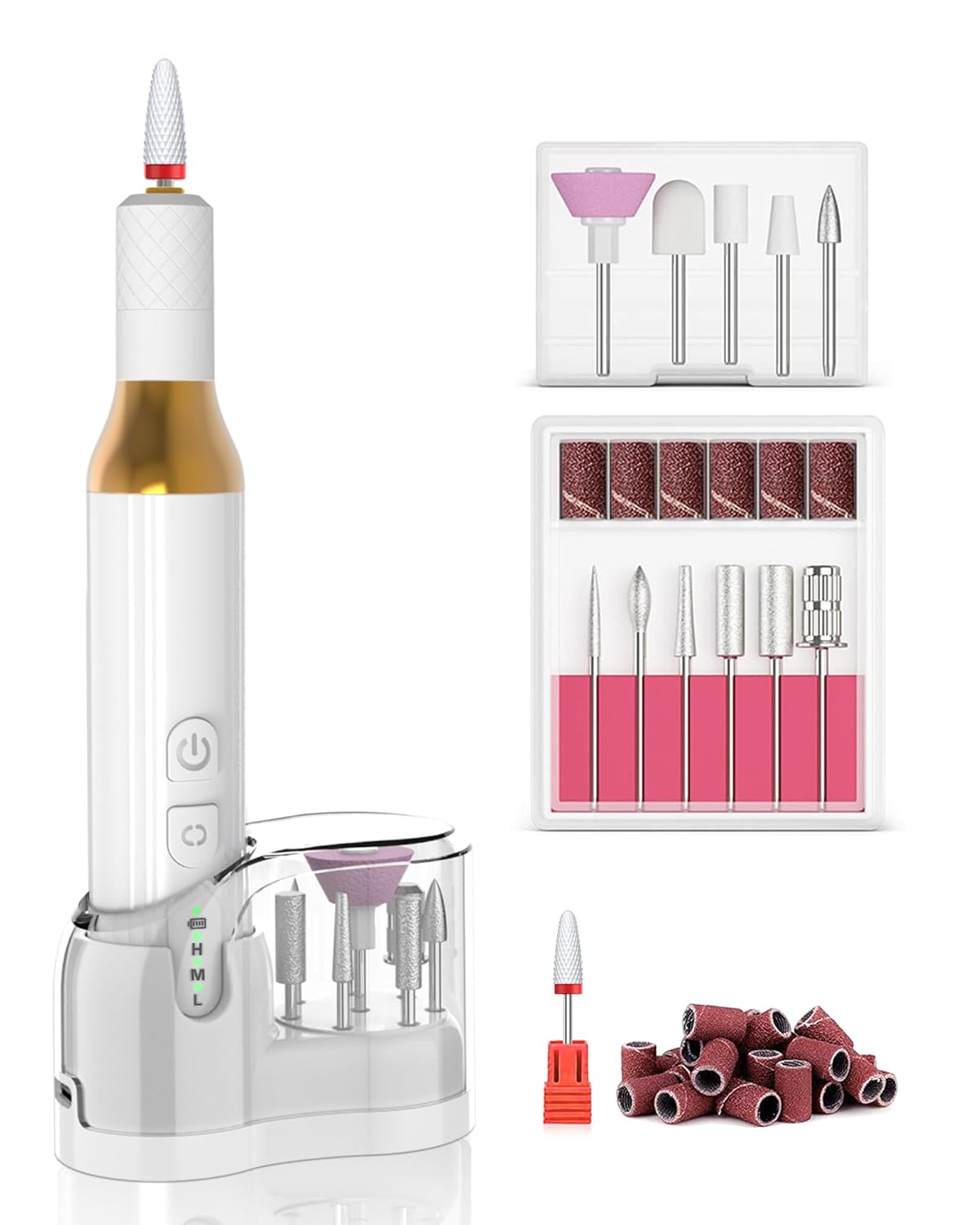 Nail Drill,Cordless Electric Files for Gel Nails E-File Manicure Kit Women Rechargeable Drill para Uas Profesional Machine Grinder Acrylic White (M918) Nail Drill,Cordless Electric Files for Gel Nails E-File Manicure Kit Women Rechargeable Drill para Uas Profesional Machine Grinder Acrylic White (M918)