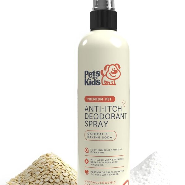 Pets are Kids Dog Deodorant Spray, Soothing Anti Itch Spray for Dogs & Cats with Natural Aloe Baking Soda, Immediate Relief for Itchy Skin Paws, Dog Perfume Pet Relief Hypoallergenic, Oatmeal 8oz