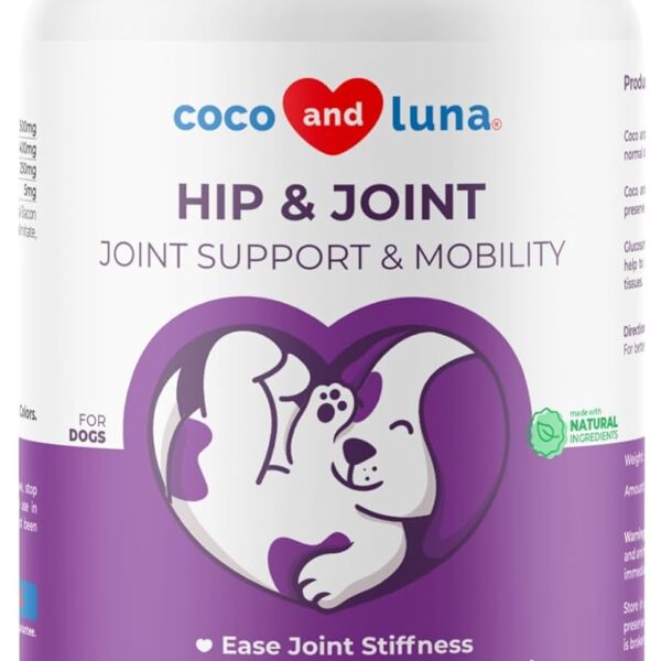 Hip and Joint Supplement for Dogs - Glucosamine for Dogs - Hip & Joint Support - Plus Chondroitin and MSM - Ease Inflammation, Antioxidant. (120 Chewable Tablets)