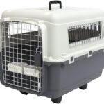 SportPet Designs Plastic Kennels Rolling Plastic Wire Door Travel Dog Crate - Medium, Gray (CM-2001-CS01)