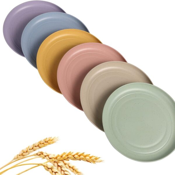Wheat Straw Plates Lightweight Unbreakable Dinner Dishes Plates Set Dishwasher & Microwave Safe (Small 6 Pack 5.9')