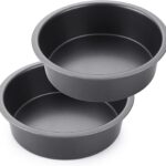 HONGBAKE Round Cake Pan Set for Baking, 8 Inch, Nonstick Deeper Circle Cake Pans with Wider Grips, 2 Pieces Layer Cake Tin, Cheesecake Mold, Huty Duty, Dishwasher Safe - Grey