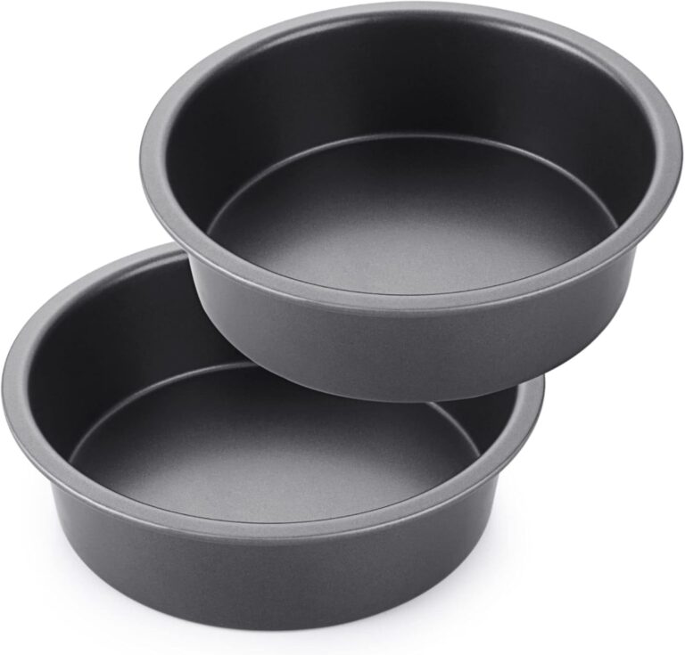 HONGBAKE Round Cake Pan Set for Baking, 8 Inch, Nonstick Deeper Circle Cake Pans with Wider Grips, 2 Pieces Layer Cake Tin, Cheesecake Mold, Huty Duty, Dishwasher Safe - Grey