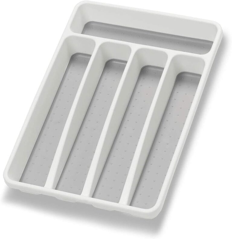 Silverware Organizer Utenisl Organizer Holder Kitchen Drawer Organizer Plastic Silverware Tray for Drawer Flatware Organizer 5 Compartment White