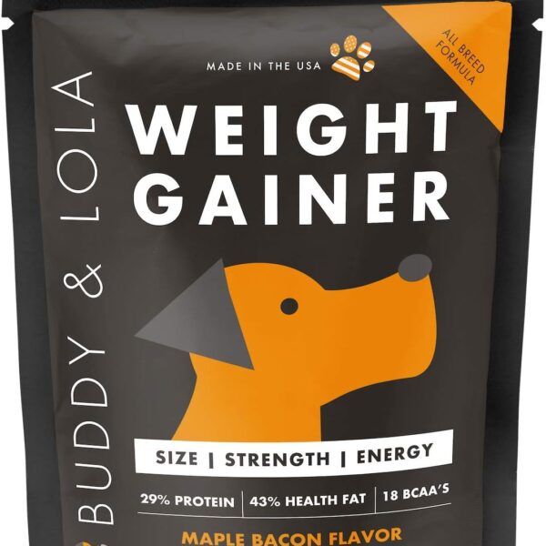 Buddy & Lola Dog Weight Gainer - Dog Supplement for Weight Gain - Dog Protien Powder for Max Muscle Builder, High Calorie Supplement for All Dogs & Breeds inc Bully. Pro Food Topper - Made in The USA