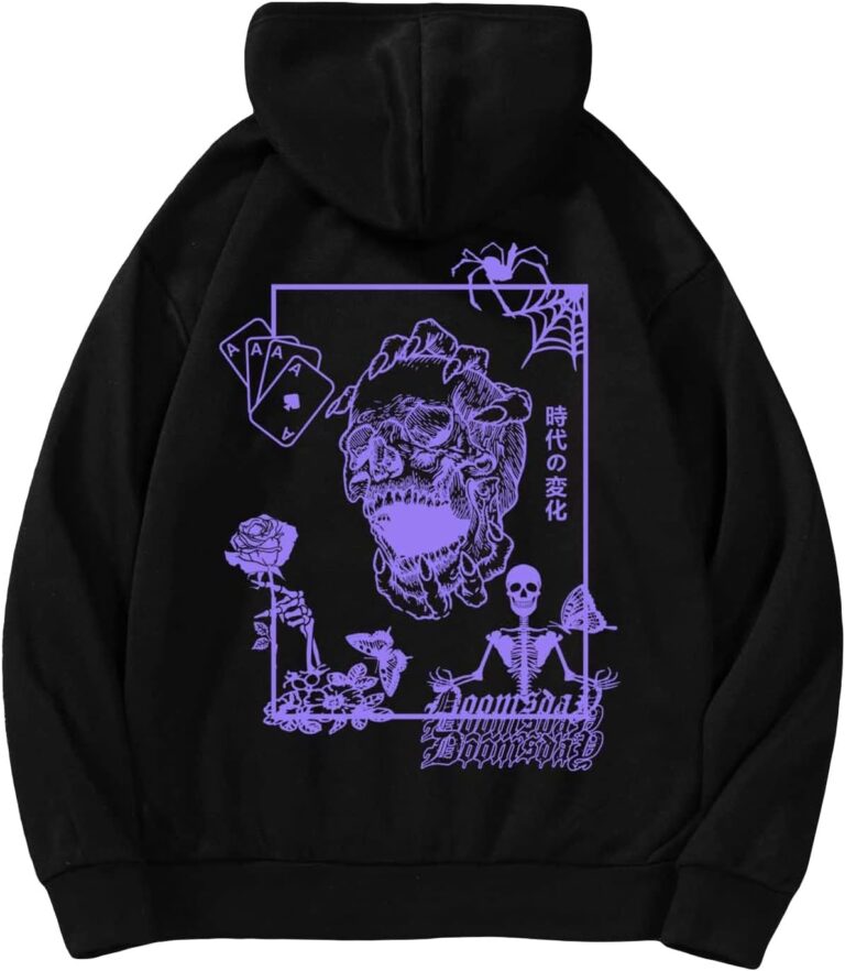 COZYEASE Men's Y2K Graphic Hoodie Drawstring Vintage Sweatshirt Long Sleeve Letter Streetwear with Pocket