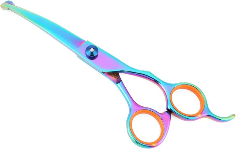 Mogoko Cat Dog Curved Scissors with Safe Round Tip, Stainless Steel Pet Grooming Shears