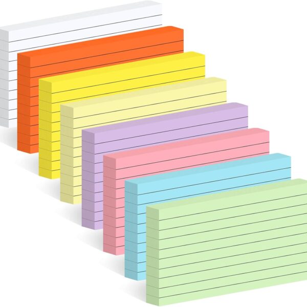 Utron 248 Sheets Colored Index Cards 3x5, Double-Sided Blank Notes Flash Cards for Studying, Note Cards 3x5 Lined, Flashcards for Studying, Index Notecards for Office