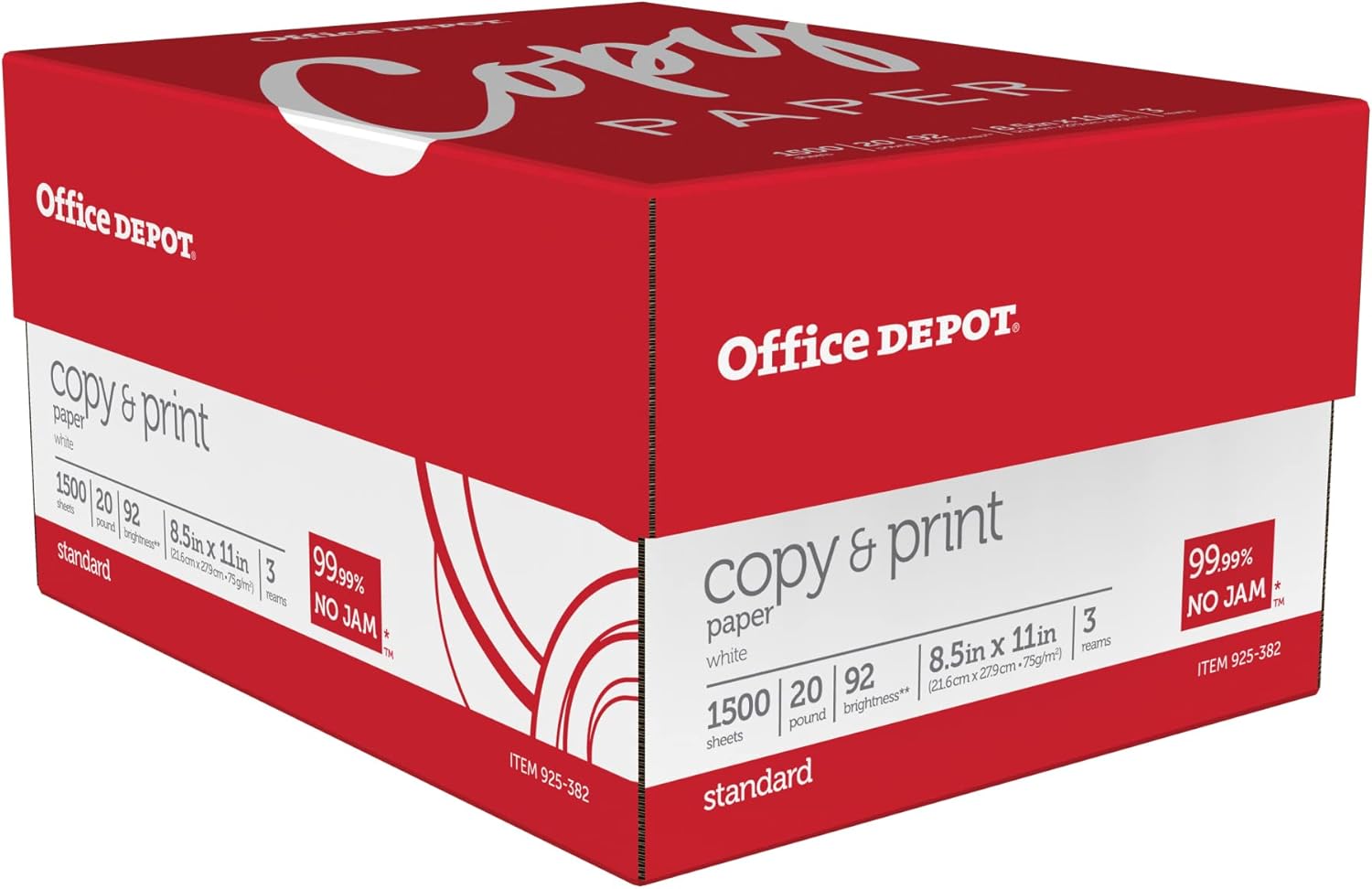 Office Depot Copy Print Paper, 8 1/2in. x 11in., 20 Lb, Bright White, 500 Sheets Per Ream, Case Of 3 Reams, 1008 Office Depot Copy Print Paper, 8 1/2in. x 11in., 20 Lb, Bright White, 500 Sheets Per Ream, Case Of 3 Reams, 1008