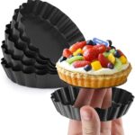 Gutsdoor 6 Pack Mini Tart Pan 4 Inch with Removable Bottom Quiche Pan Nonstick Round Quiche Pie Pan Set