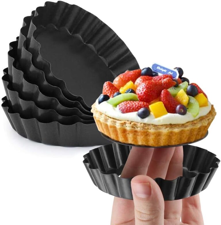 Gutsdoor 6 Pack Mini Tart Pan 4 Inch with Removable Bottom Quiche Pan Nonstick Round Quiche Pie Pan Set