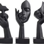3 Pcs Thinker Small Statue Set - Black Art Abstract Home Accent Figurines for Decor Bedroom, Shelves, Living Room Coffee Table, Office Desktop (3 Pcs Black, 6")