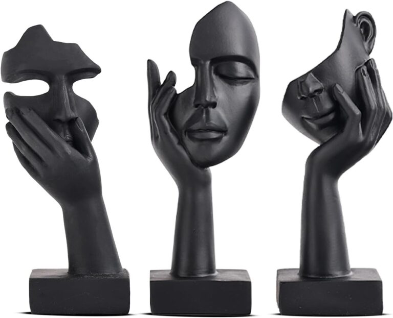 3 Pcs Thinker Small Statue Set - Black Art Abstract Home Accent Figurines for Decor Bedroom, Shelves, Living Room Coffee Table, Office Desktop (3 Pcs Black, 6")