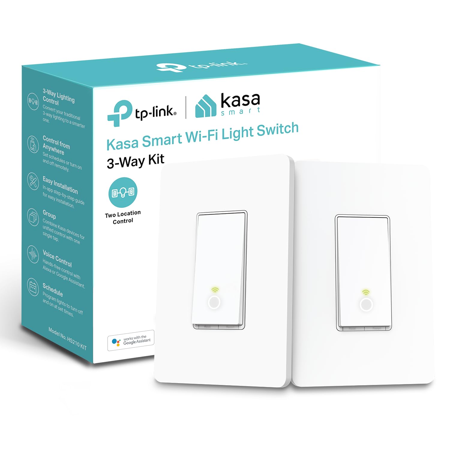 Kasa Smart 3 Way Switch HS210 KIT, Needs Neutral Wire, 2.4GHz Wi-Fi Light Switch works with Alexa and Google Home, UL Certified, No Hub Required, White,2 Count (Pack of 1) Kasa Smart 3 Way Switch HS210 KIT, Needs Neutral Wire, 2.4GHz Wi-Fi Light Switch works with Alexa and Google Home, UL Certified, No Hub Required, White,2 Count (Pack of 1)
