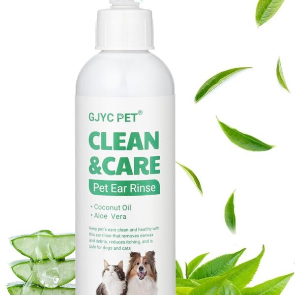 Ear Cleaner for Dogs and Cats with Flexible Long Tube- Ear Infection Treatment, Deep Canal Solution for Ear Mites, Infections, Itch, Wax & Smell, Safe Aloe Vera Formula, 4 oz
